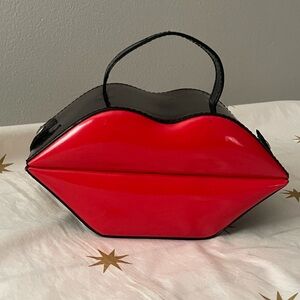 Vintage Red Lip Shaped Jewelry Box Case